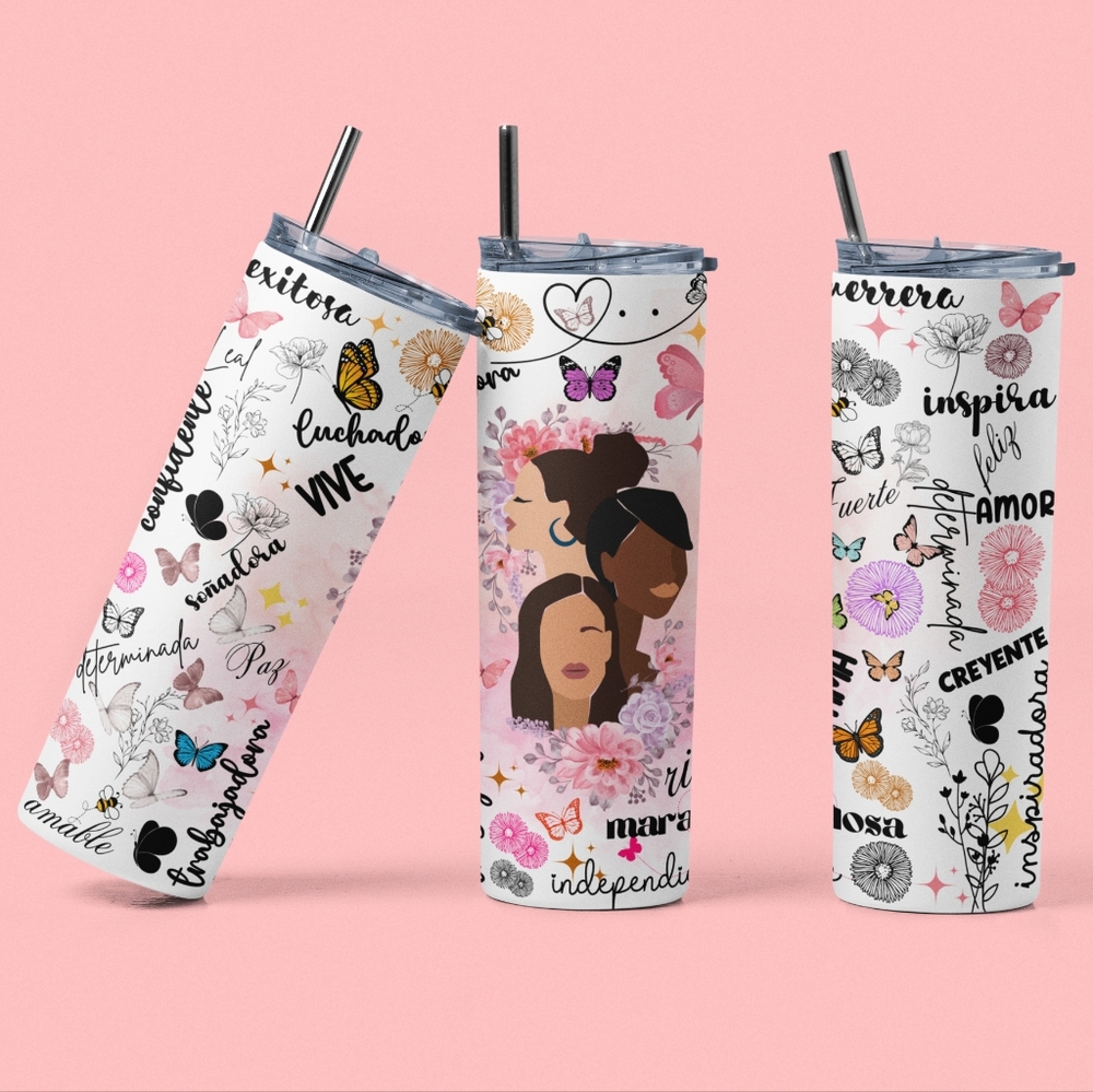 Daily Spanish Affirmations 20oz Hand Crafted Skinny Tumbler